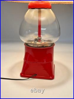 Vintage Aluminum & Glass 1 Cent Mechanical Gumball Vending Machine Lamp-No Shade