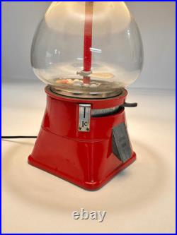 Vintage Aluminum & Glass 1 Cent Mechanical Gumball Vending Machine Lamp-No Shade