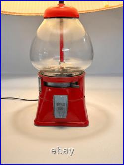 Vintage Aluminum & Glass 1 Cent Mechanical Gumball Vending Machine Lamp-No Shade