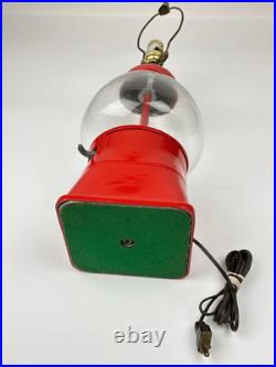 Vintage Aluminum & Glass 1 Cent Mechanical Gumball Vending Machine Lamp-No Shade