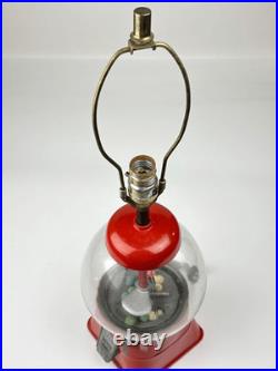 Vintage Aluminum & Glass 1 Cent Mechanical Gumball Vending Machine Lamp-No Shade