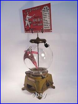 Vintage Antique Ad-lee E-z Gumball Peanut Machine With Marquee