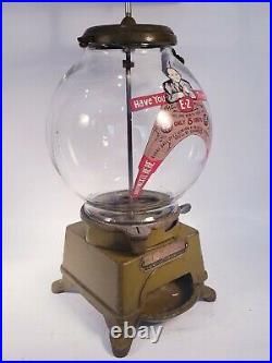 Vintage Antique Ad-lee E-z Gumball Peanut Machine With Marquee