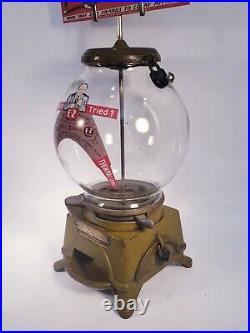 Vintage Antique Ad-lee E-z Gumball Peanut Machine With Marquee
