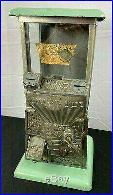 Vintage Antique Master Fantail Penny Nickel Gumball Vending Machine Gum Ball
