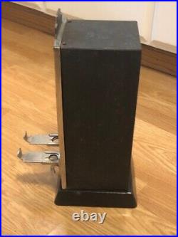 Vintage Antique Postage Stamp Vending Machine Black Porcelain Base Dime, Nickel