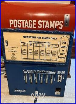 Vintage Antique Postage Stamp Vending Machine From The Post Office With 2 Keys