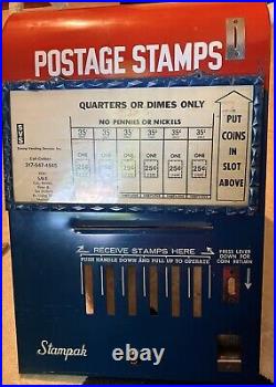 Vintage Antique Postage Stamp Vending Machine From The Post Office With 2 Keys