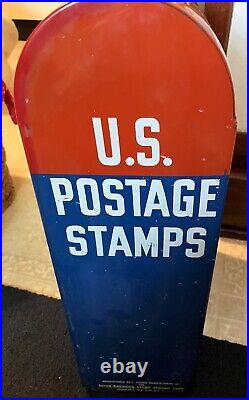 Vintage Antique Postage Stamp Vending Machine From The Post Office With 2 Keys