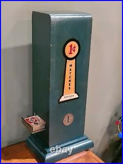 Vintage/Antique WOODEN PENNY Match Book Dispenser/Vending Machine 1 CENT