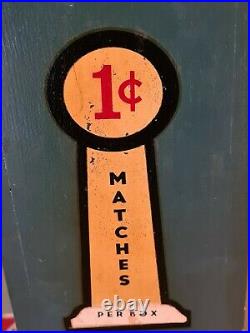 Vintage/Antique WOODEN PENNY Match Book Dispenser/Vending Machine 1 CENT