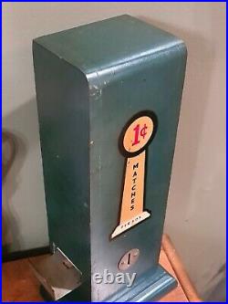 Vintage/Antique WOODEN PENNY Match Book Dispenser/Vending Machine 1 CENT