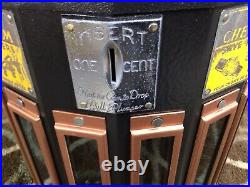 Vintage Art Deco Coin Op 6 Column Adams Chewing Gum Vending Machine Penny WORKS