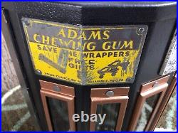 Vintage Art Deco Coin Op 6 Column Adams Chewing Gum Vending Machine Penny WORKS