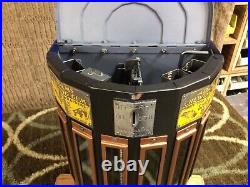 Vintage Art Deco Coin Op 6 Column Adams Chewing Gum Vending Machine Penny WORKS