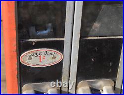 Vintage Art Deco Sugar Bowl 1 Cent 3 Compartment Candy Machine w Key