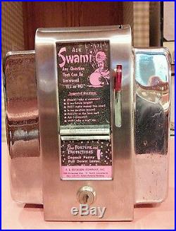 Vintage Ask Swami 1 cent coin operated fortune restaurant napkin dispenser