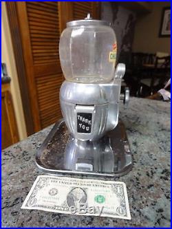 Vintage Atlas Bantam 5 Cent Candy Peanut Gumball Vending Machine Chlorophyll Gum