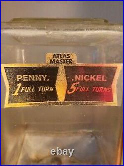 Vintage Atlas Master Penny Nickel Hershey-Ets Candy Gumball Machine As Is No Key