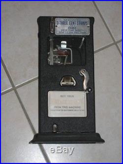 Vintage Authenic US Postal Service Clear Glass Hand Crank 3 cent Stamp Dispenser
