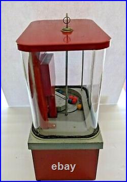 Vintage Baseball Pinball One Cent Gumball Machine Circa 1950's Works With Key