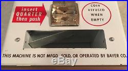 Vintage Bayer Aspirin Coin Op Vending Machine Dispenser