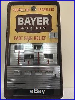 Vintage Bayer Aspirin Vending Machine Coin Op Dispenser 25 cents Rare