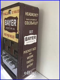 Vintage Bayer Aspirin Vending Machine Coin Op Dispenser 25 cents Rare