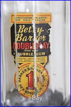 Vintage Betty Barker Atlas Midget Gum Penny 1 Cent Gumball Machine WithKEY 1950's