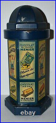 Vintage Blue Chocolat Menier Candy Advertising Bank Vending Machine Dispenser