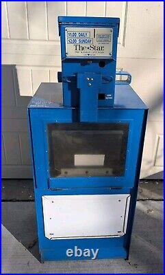 Vintage Blue Full Size Star Newspaper Vending Machine Dispenser Vending Project