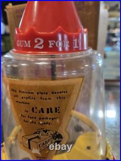 Vintage CARE 1 Cent Bubble Gum Machine RARE