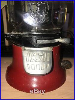 Vintage COLUMBUS One Cent 1 Penny Gumball Porcelain Cast Iron Vending Machine