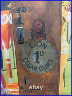Vintage C. 1910 Lion Clear Gums Penny Operated Vending Machine Sign British Rare