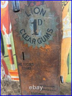 Vintage C. 1910 Lion Clear Gums Penny Operated Vending Machine Sign British Rare