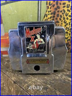 Vintage C. 1950 Coin Operated Madam X Napkin Dispenser Vending Machine Carnival