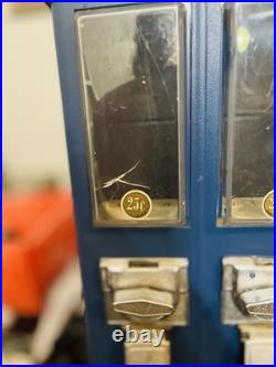 Vintage Candy/Gumball Vending Machine on Stand, 25¢ Coin Mechanisms, 3 slots