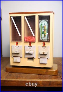 Vintage Candy Gumball vending machine countertop display 25 cent 1987 wood base