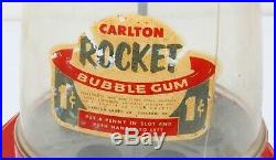 Vintage Carlton Rocket Gumball Machine GREAT CONDITION Missing Key L@@K