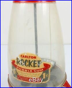 Vintage Carlton Rocket Gumball Machine GREAT CONDITION Missing Key L@@K