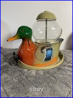 Vintage Carousel Industries Mallard Duck Coin Candy Dispenser Gumball Machine