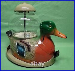 Vintage Carousel Industries Mallard Duck Gumball Coin Machine Glass Globe Works