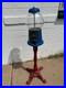 Vintage Carousel King Gumball Machine with Cast Iron Pedestal Stand, Blue and Re