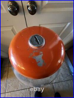 Vintage Cast Iron Gumball Machine with Stand Orange Rare 40H