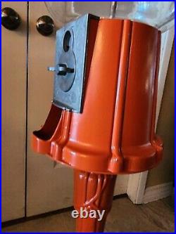 Vintage Cast Iron Gumball Machine with Stand Orange Rare 40H