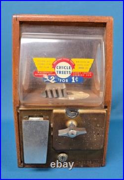 Vintage Chicle Treets Gum Machine 2 for 1 Cent Victor Vending Chicago No Key