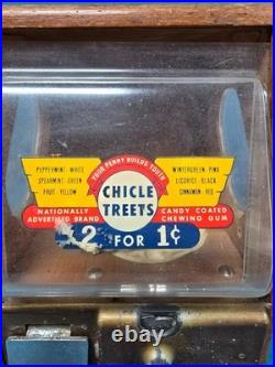 Vintage Chicle Treets Gum Machine 2 for 1 Cent Victor Vending Chicago No Key