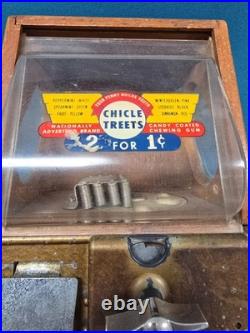 Vintage Chicle Treets Gum Machine 2 for 1 Cent Victor Vending Chicago No Key