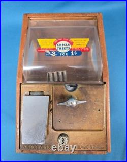Vintage Chicle Treets Gum Machine 2 for 1 Cent Victor Vending Chicago No Key