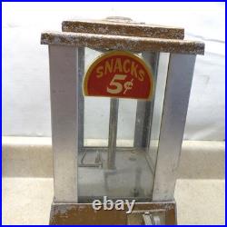 Vintage Coin Op Vending Snacks 5 Cent Machine, Sun, Cast-Glass 14